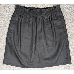 J.Crew Factory Size 6 Elastic Waist Linen Blend City Mini Skirt Pockets Black